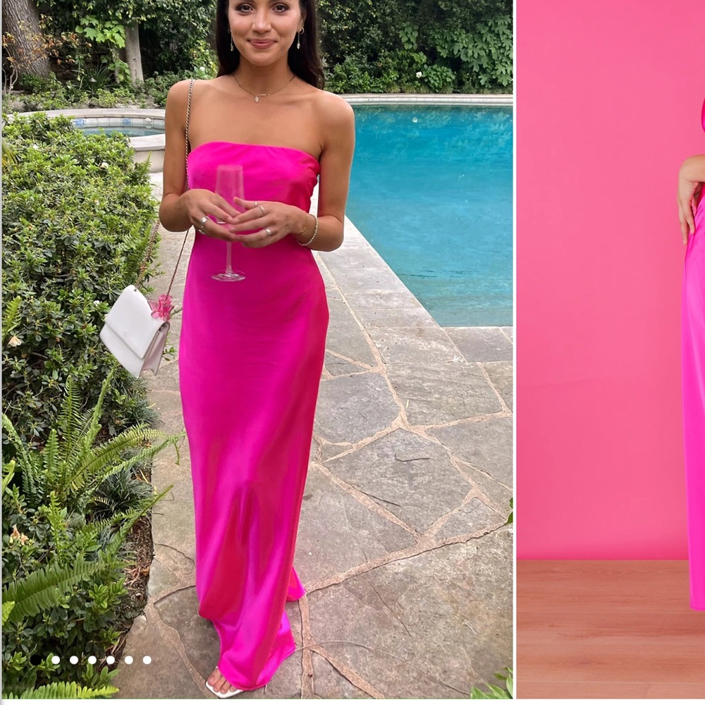 Vibrant Pink Strapless Gown